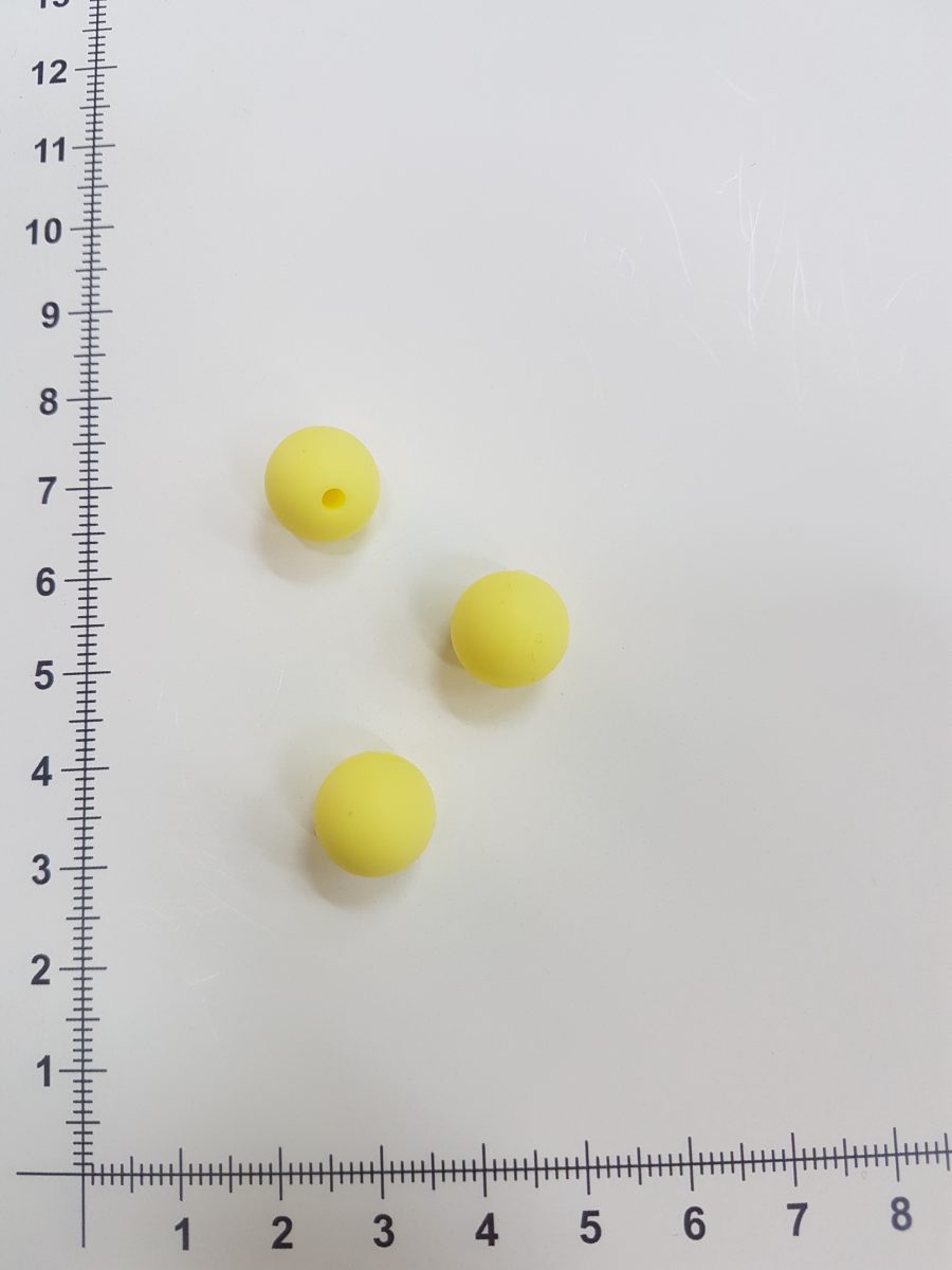 Silikoniniai karoliukai 12 mm, Geltoni