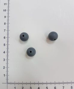 Silikoniniai karoliukai 12 mm, Pilki