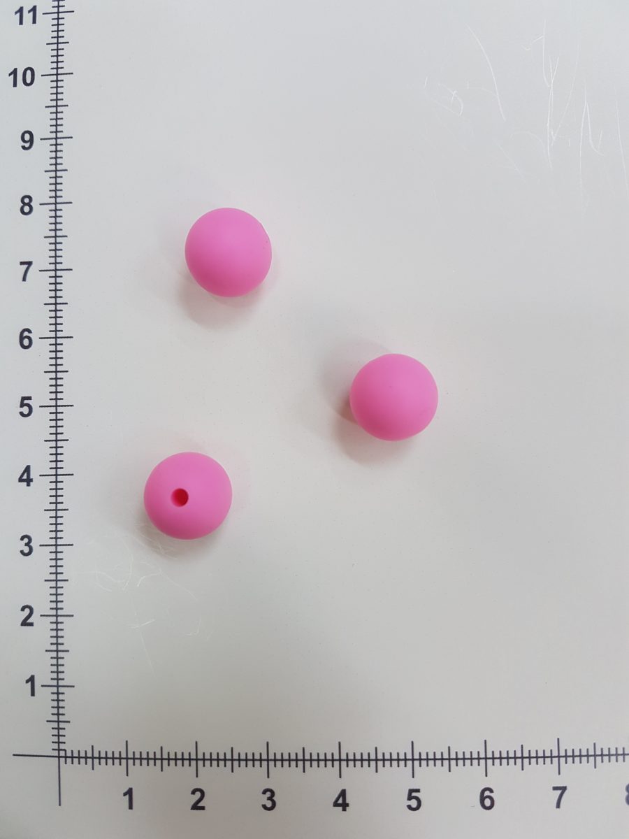 Silikoniniai karoliukai 12 mm, Rožiniai