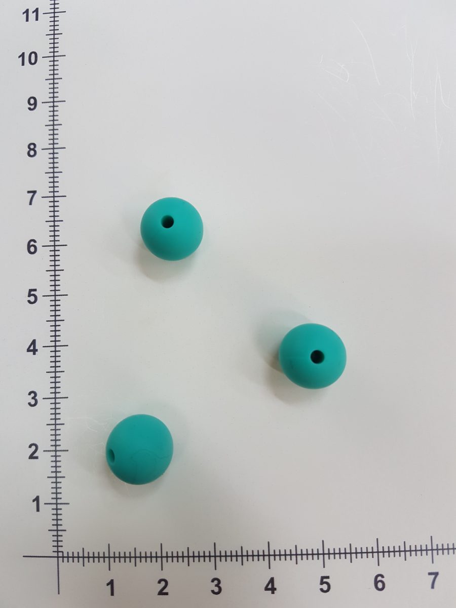 Silikoniniai karoliukai 12 mm, Ryškiai mėtiniai