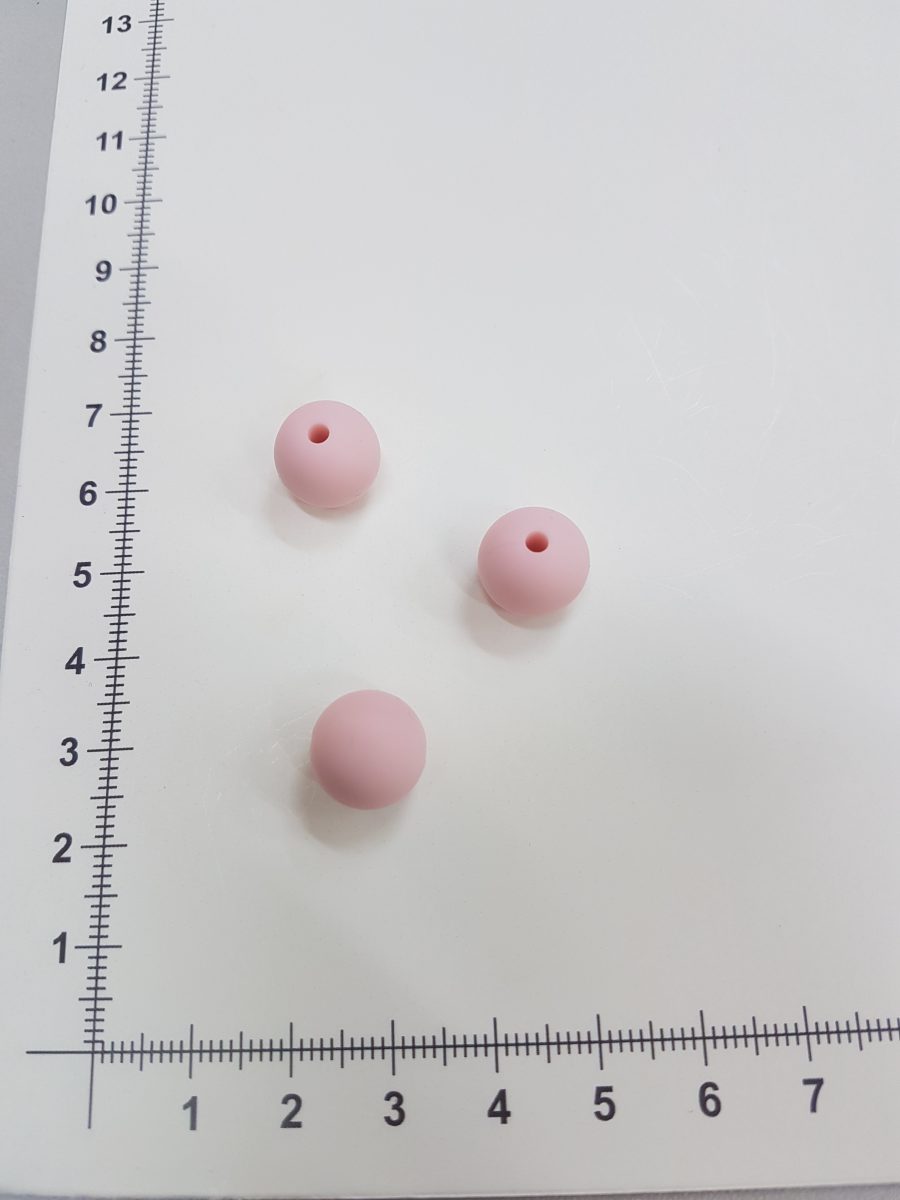 Silikoniniai karoliukai 12 mm, Švelniai rožiniai