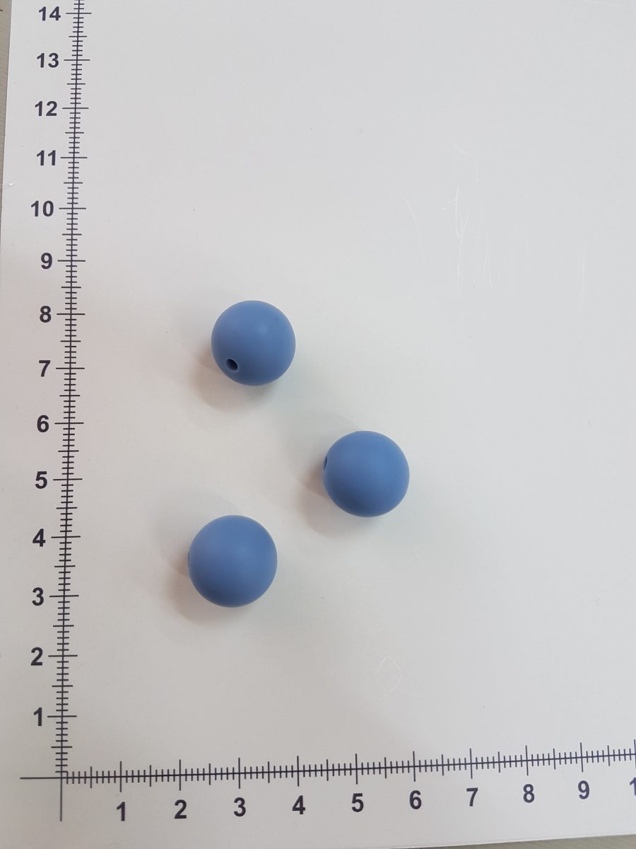 Silikoniniai karoliukai 15 mm, Mėlyni