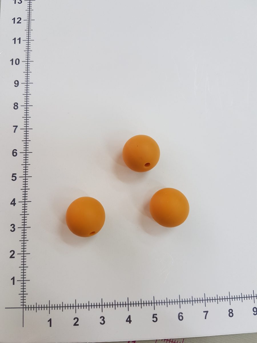 Silikoniniai karoliukai 15 mm, Oranžiniai