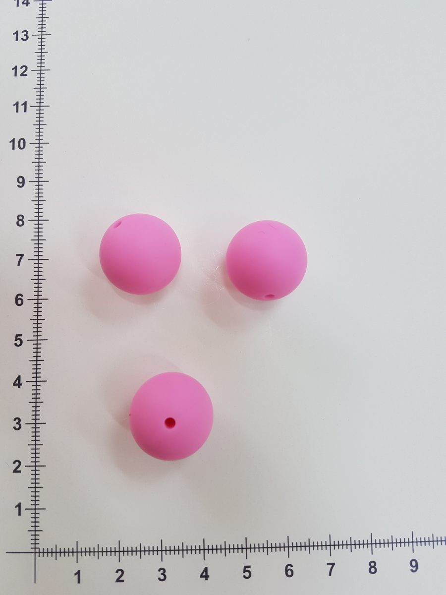 Silikoniniai karoliukai 19 mm, Rožiniai