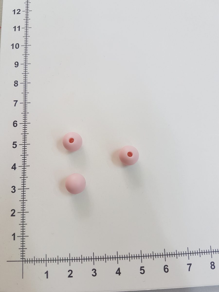 Silikoniniai karoliukai 9 mm, Švelniai rožiniai