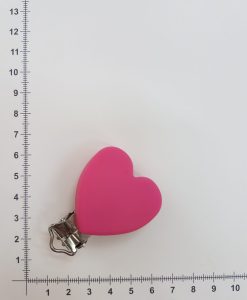Silikoninis laikiklio segtukas Ryškiai rožinė širdelė