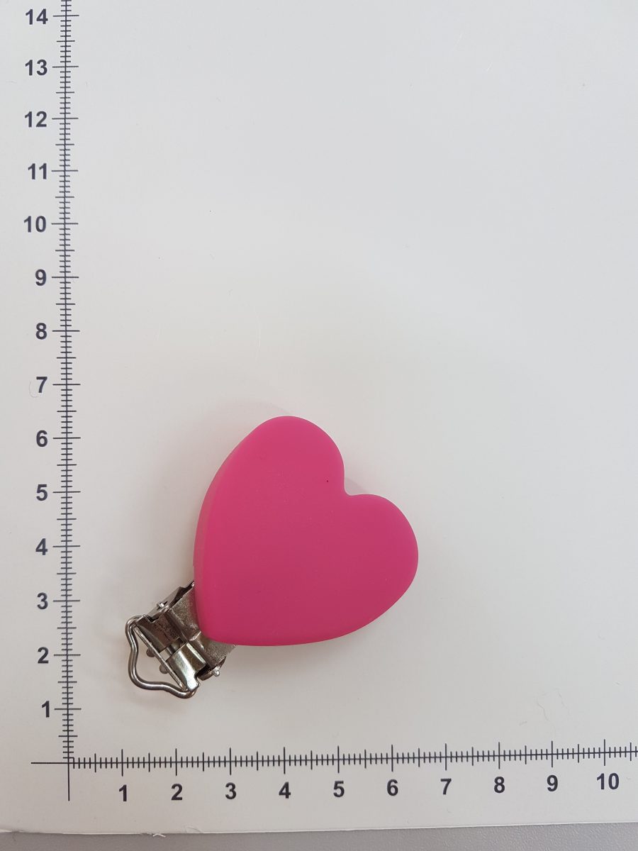 Silikoninis laikiklio segtukas Ryškiai rožinė širdelė