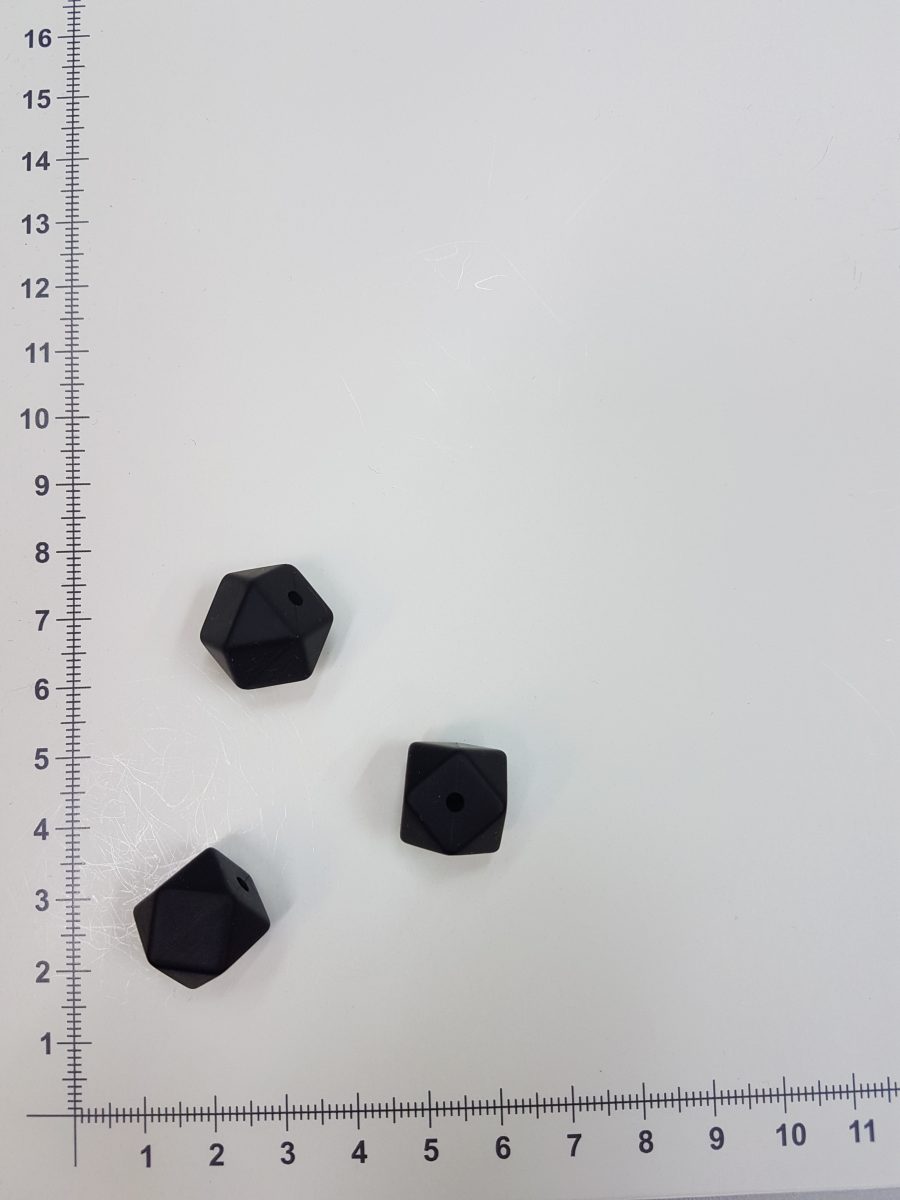 Silikoninis šešiakampis 14 mm, Juodas