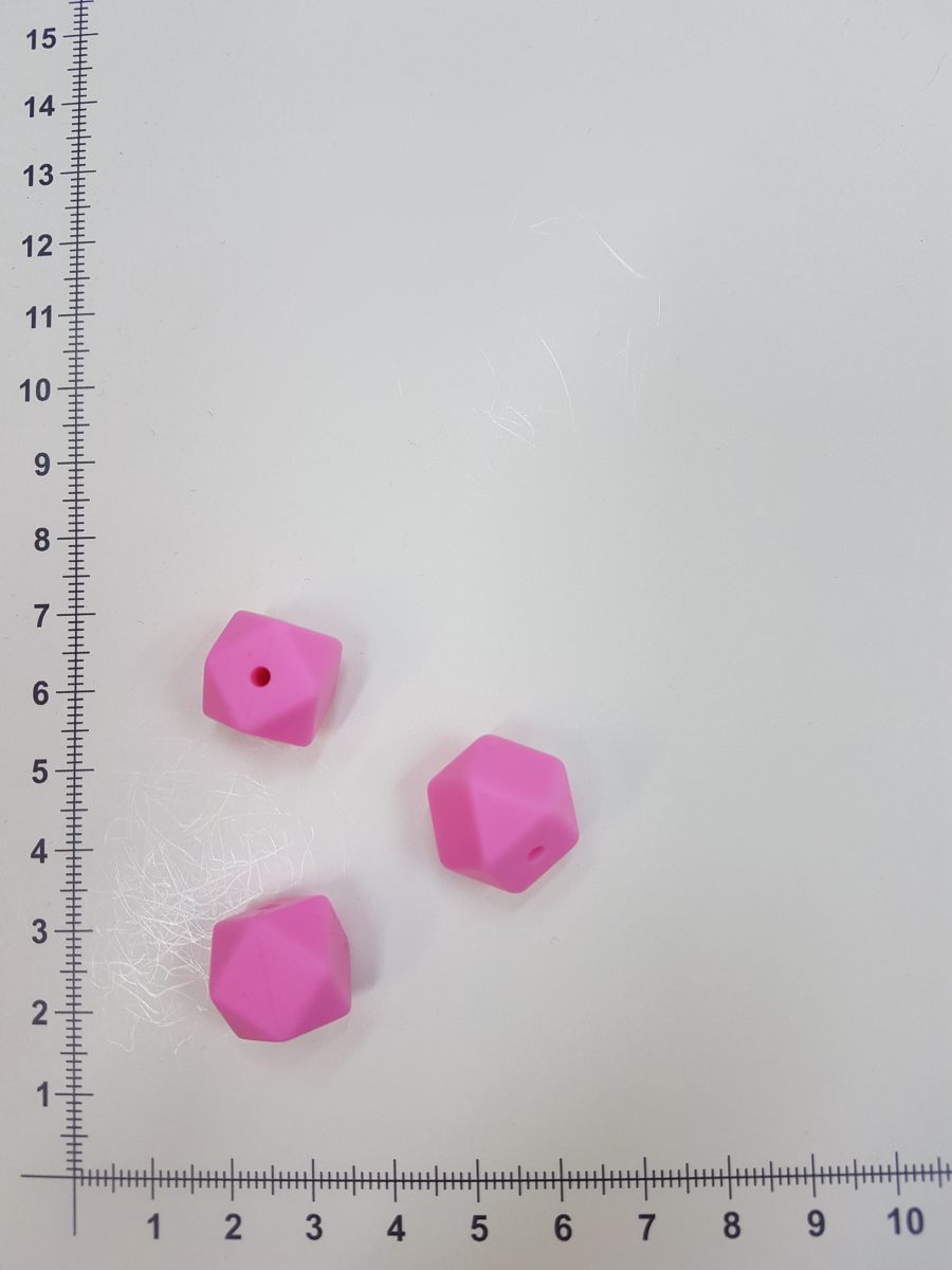Silikoninis šešiakampis 14 mm, Rožinis