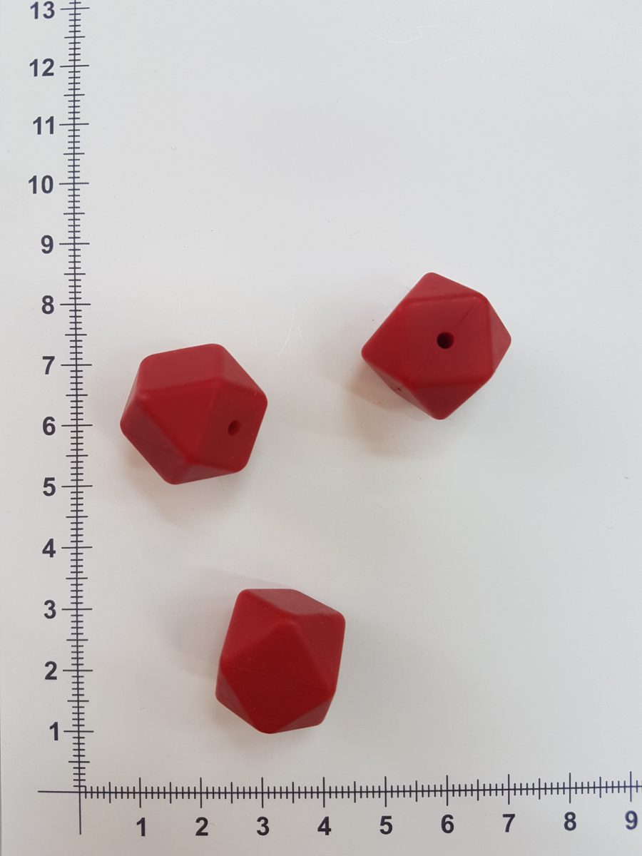 Silikoninis šešiakampis 17 mm, Raudonas