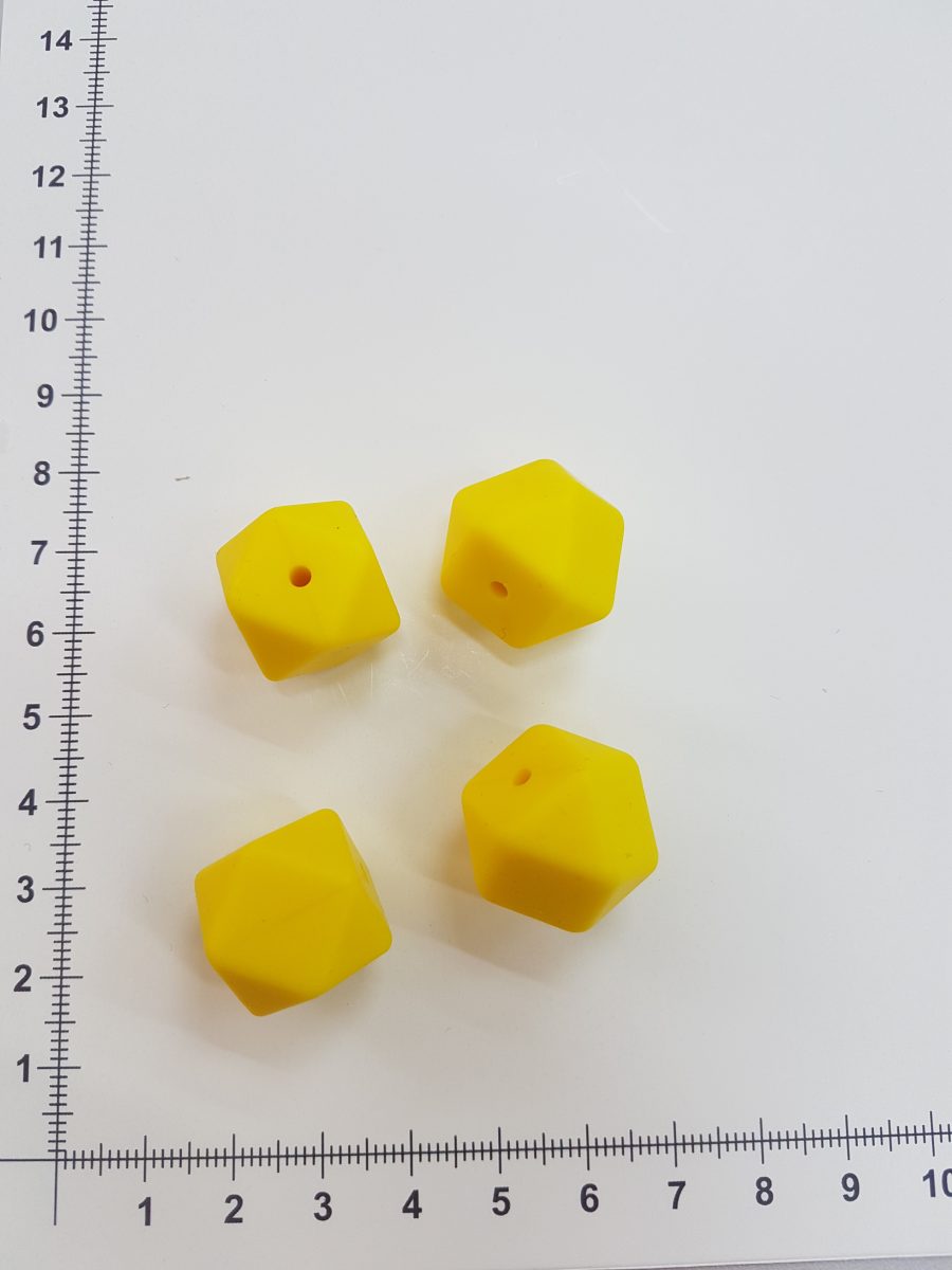 Silikoninis šešiakampis 17 mm, Ryškiai geltonas