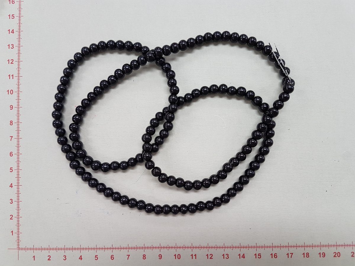 Stikliniai perlai, 6 mm, juodi