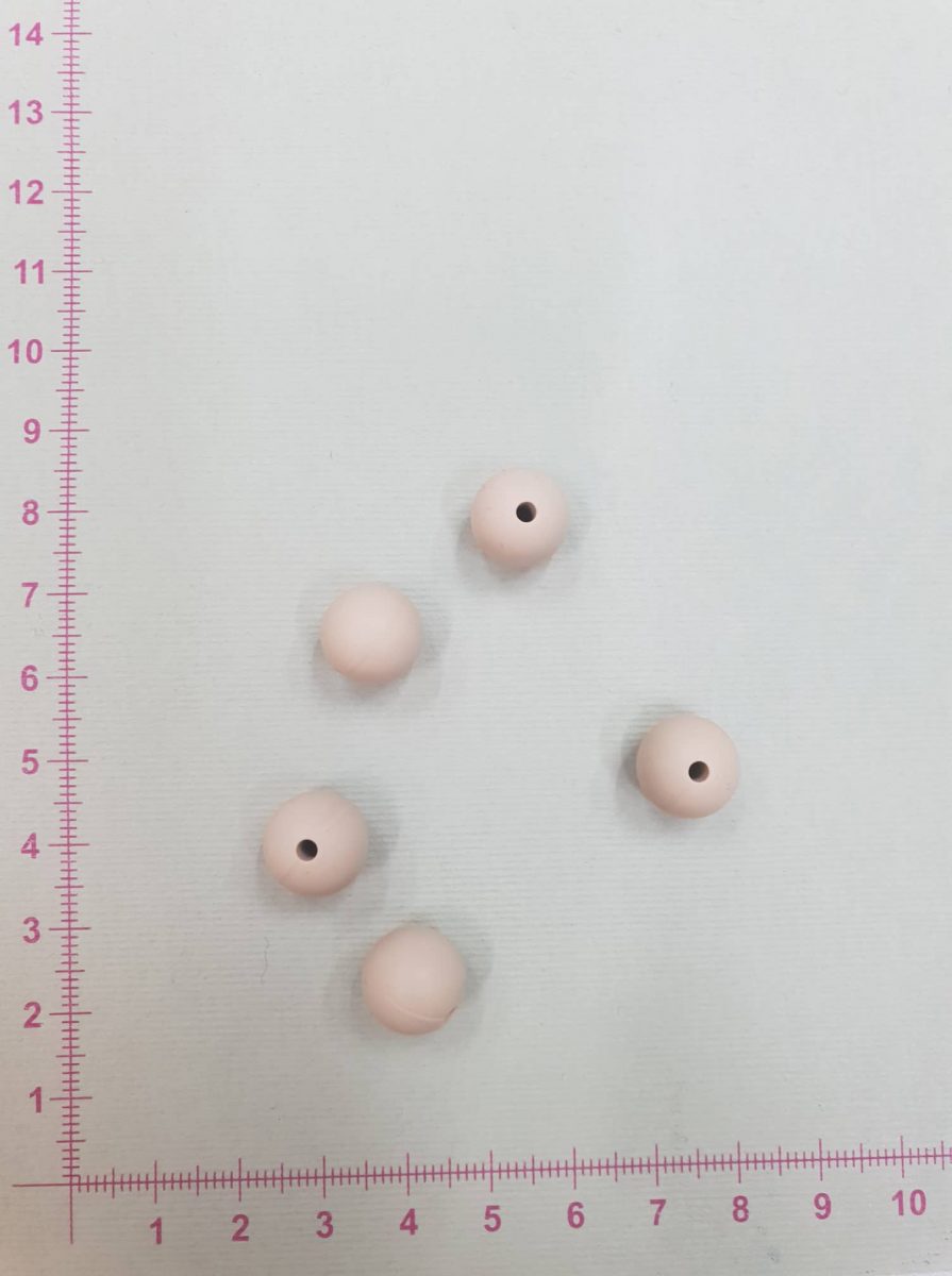 Silikoniniai karoliukai 12 mm, Tamsiai kreminiai