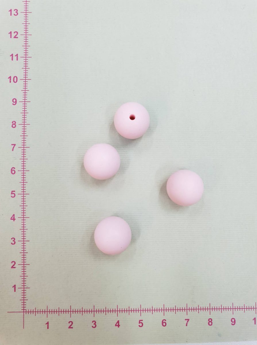 Silikoniniai karoliukai 15 mm, Šviesiai rožiniai