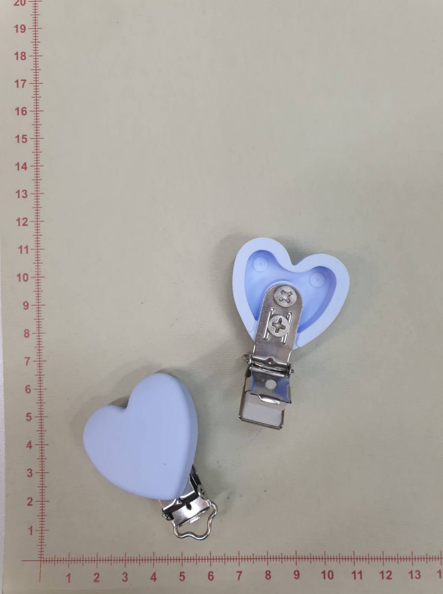 Silikoninis laikiklio segtukas Šviesiai mėlyna širdelė