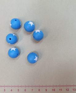 Silikoninis karoliukas su žvaigždute Ryškiai mėlynas 15mm