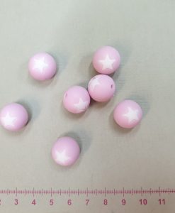 Silikoninis karoliukas su žvaigždute Šviesiai rožinis 15mm