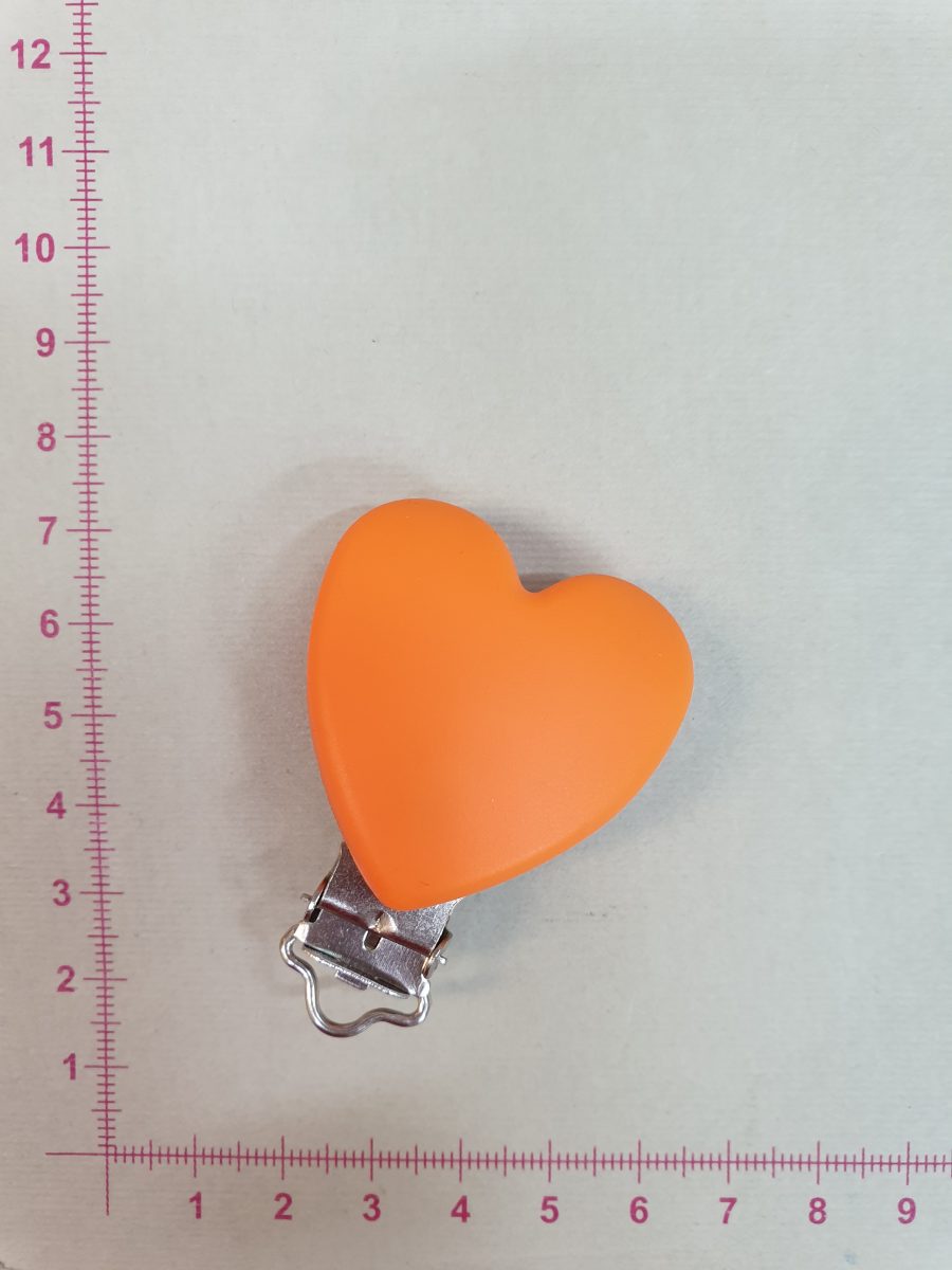 Silikoninis laikiklio segtukas Ryškiai oranžinė širdelė