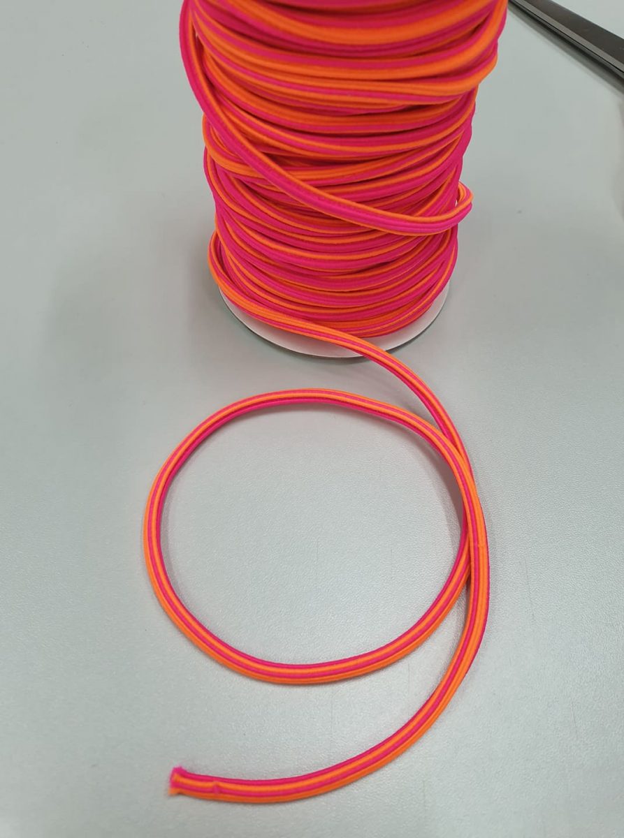 Apvali minkšta elastinė guma 3mm oranžinė/rožinė
