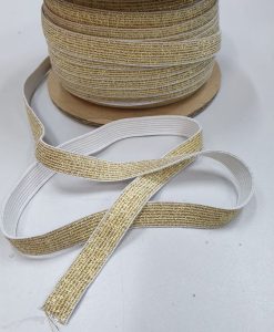 Metalizuota guma auksinė balta 15mm