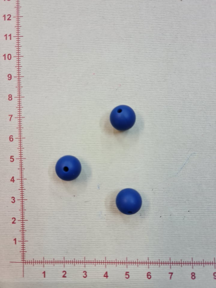 Silikoninis karoliukas 12 mm, Tamsiai mėlynas