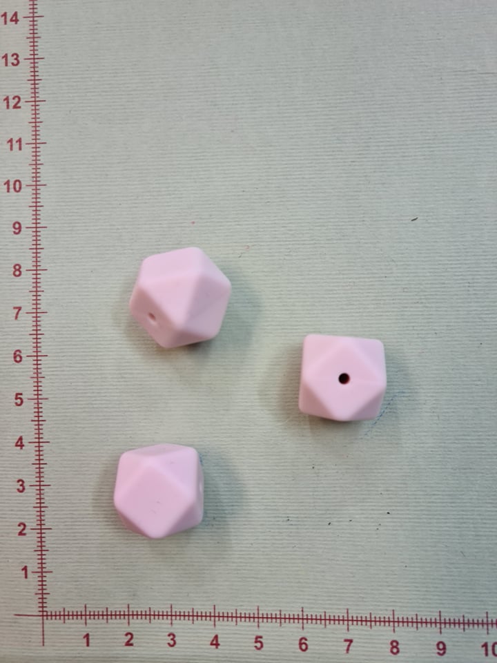 Silikoninis šešiakampis 17 mm, Švelniai rožinis