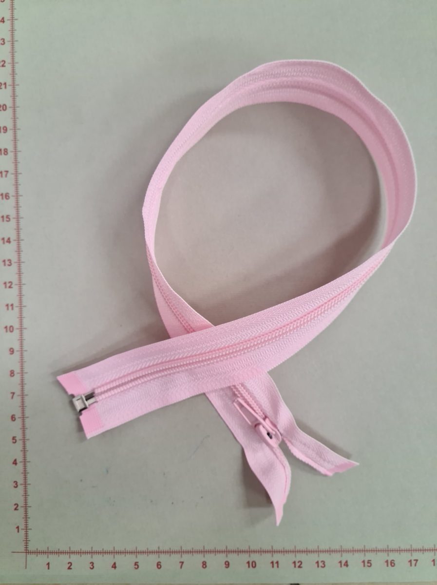 Spiralinis išsegamas užtrauktukas "Šviesiai rožinis", 45 cm