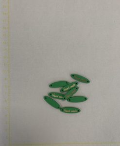 Žalia medinė etiketė Hand madepailga
