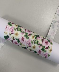 Grosgrain juostelė, 22 mm pločio, Pastelinės rožės