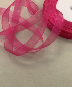 Organzos dekoratyvinė juostelė 13 mm, rožinė