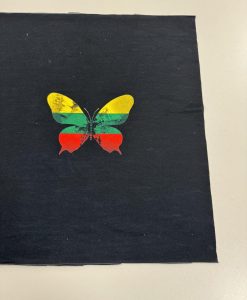 Kilpinio trikotažo su sublimacine spauda panelė Trispalvis drugelis