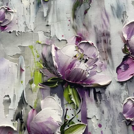 Jersio trikotažas su skaitmenine spauda Magnolijos