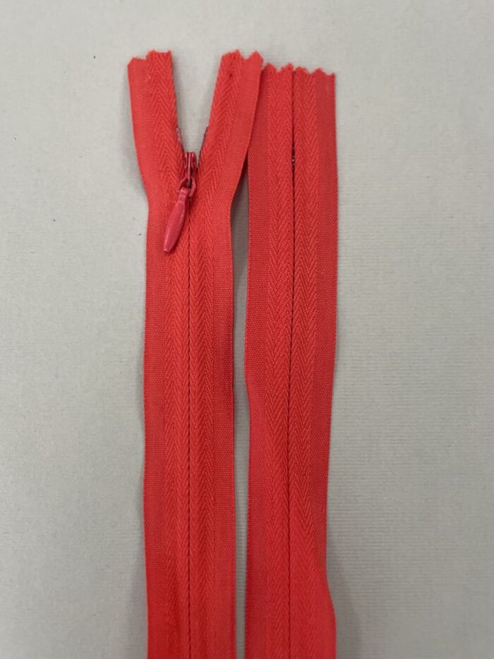 Paslėptas užtrauktukas "Ryškiai Raudonas", 30 cm