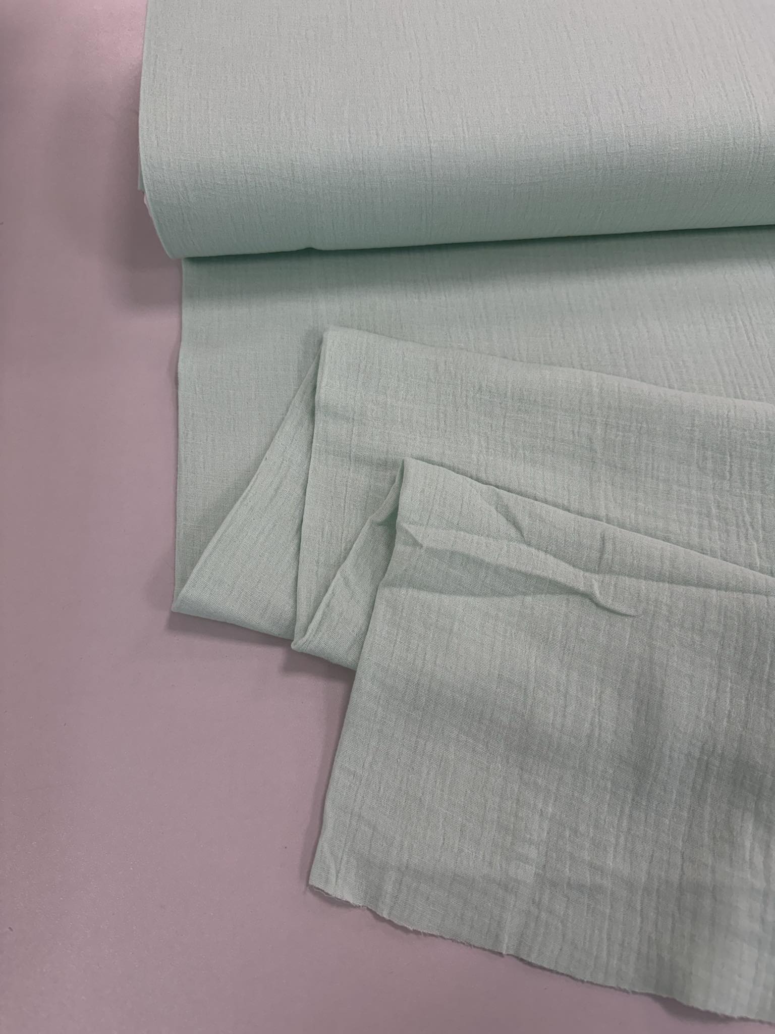 Medvilninis double gauze muslinas Mėtinis 41 — muslinas | Trys Pelėdos