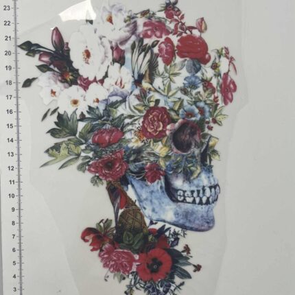 Termoaplikacija Kaukolė su gėlių vainiku, didelė