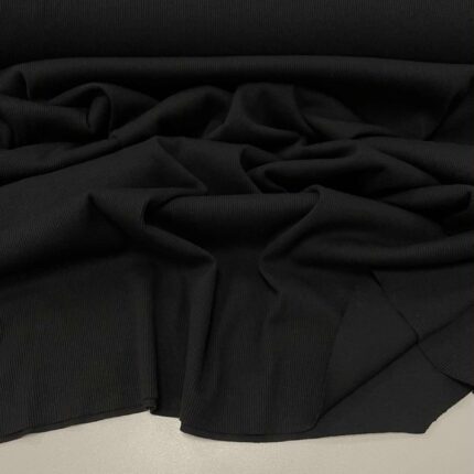 Plonesnis rib trikotažas Black