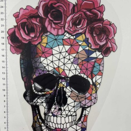 Termoaplikacija Kaukolė su gėlėm, didelė