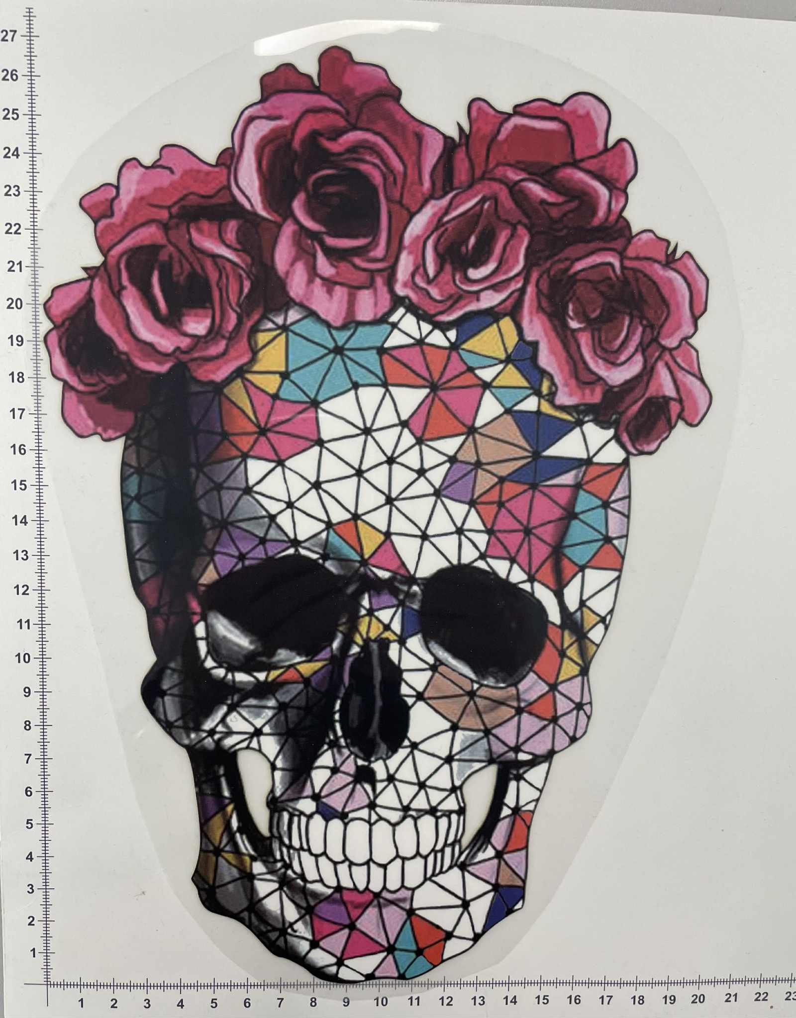 Termoaplikacija Kaukolė su gėlėm, didelė Termoaplikacija Kaukolė su gėlėm, didelė