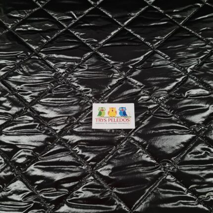 Dygsniuotas rombais vienpusis striukinis audinys Black latex- 40% NUOLAIDA