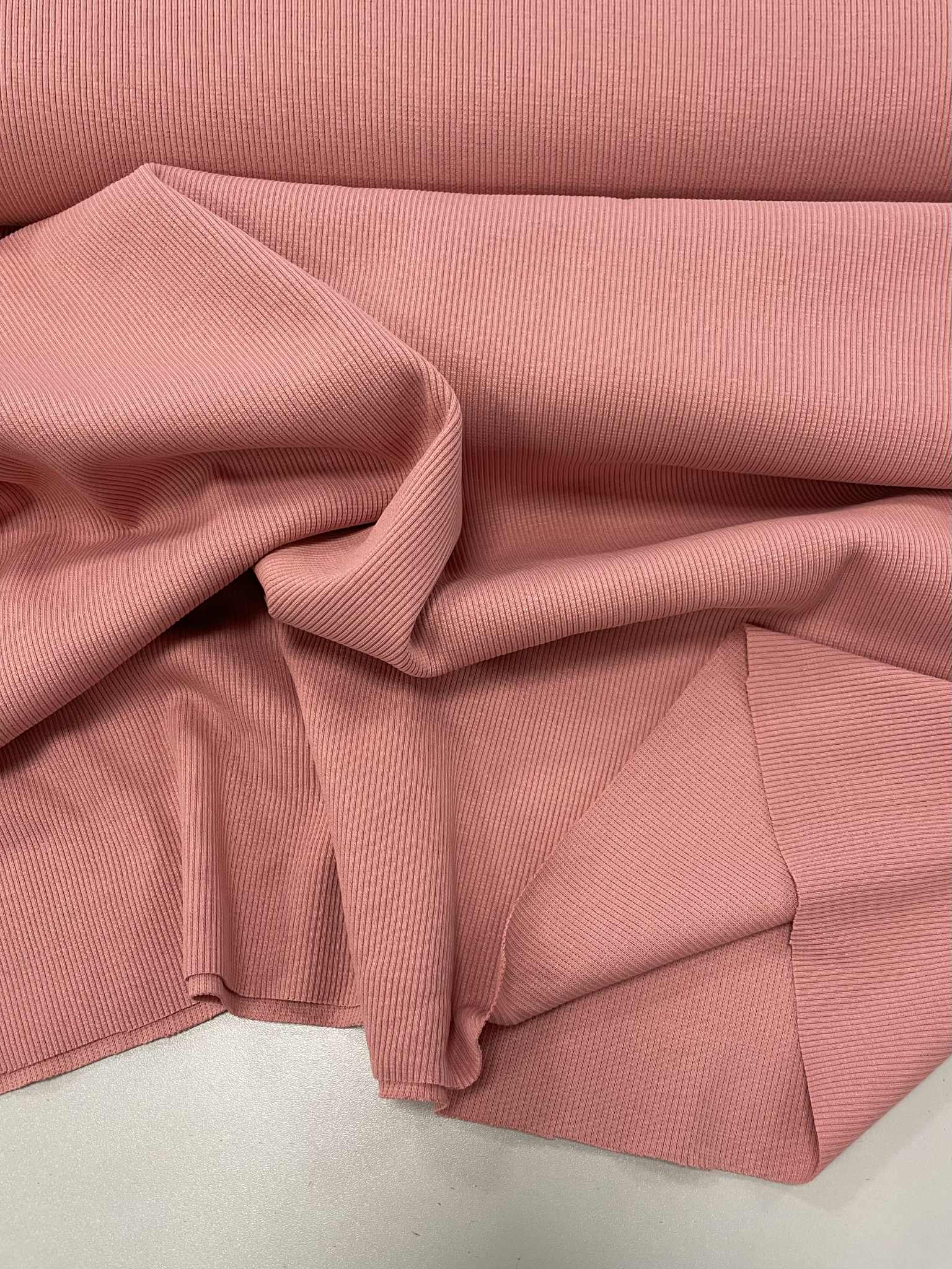 Plonesnis rib trikotažas Dusty rose Plonesnis rib trikotažas Dusty rose