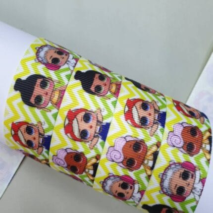 Grosgrain juostelė 22 mm, Geltonos lol lelytės — siuvimo juostelė | Trys Pelėdos