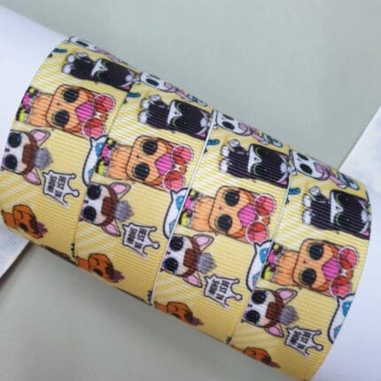 Grosgrain juostelė 22 mm, Tamsiai geltonos lol lelytės — siuvimo juostelė | Trys Pelėdos