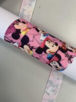 Grosgrain juostelė 25 mm, Rožinė, pelytė Minė — siuvimo juostelė | Trys Pelėdos