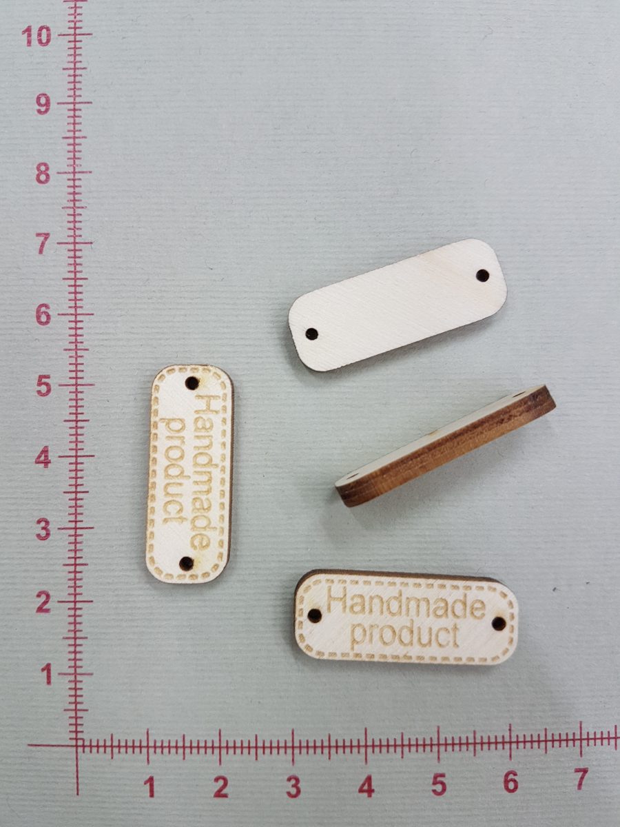 Medinė etiketė Handmade product, didelė — Etiketės ir jų tvirtinimo priemonės | Trys Pelėdos
