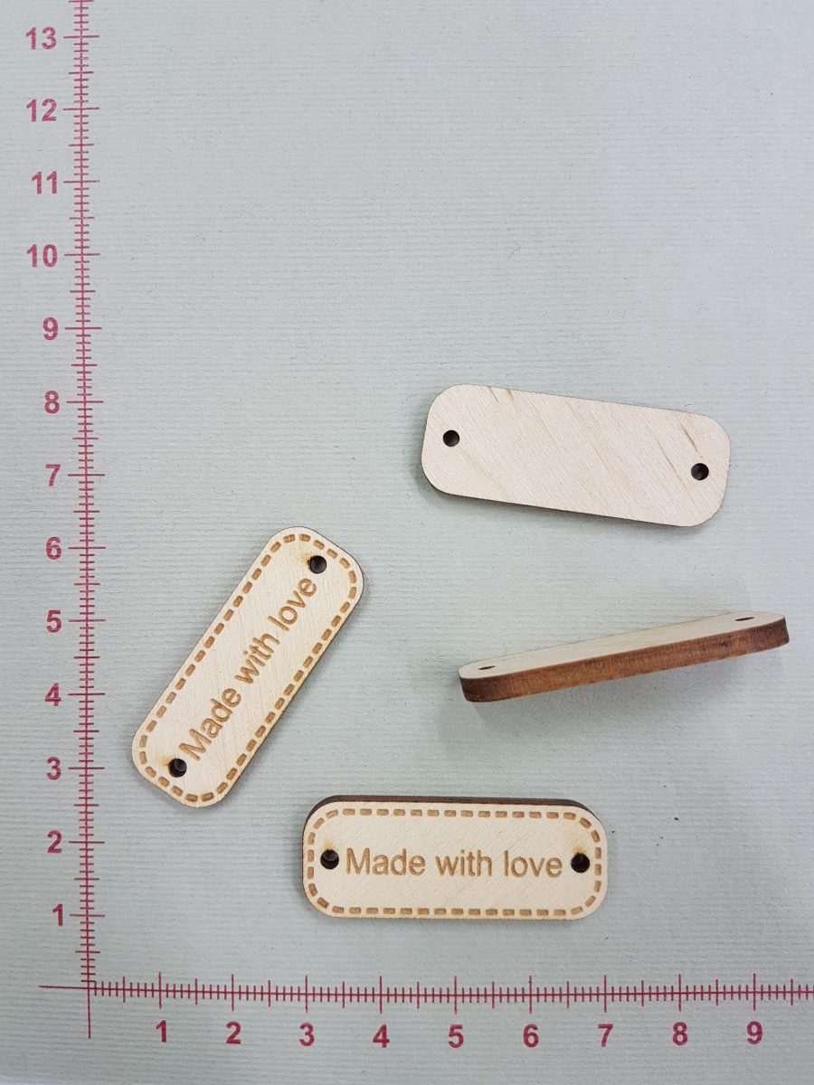 Medinė etiketė Made with love, didelė — Etiketės ir jų tvirtinimo priemonės | Trys Pelėdos