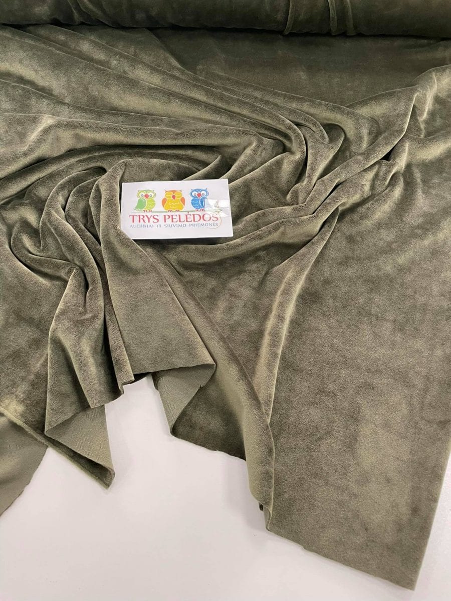 Soft veliūras Šviesus chaki — veliūras | Trys Pelėdos