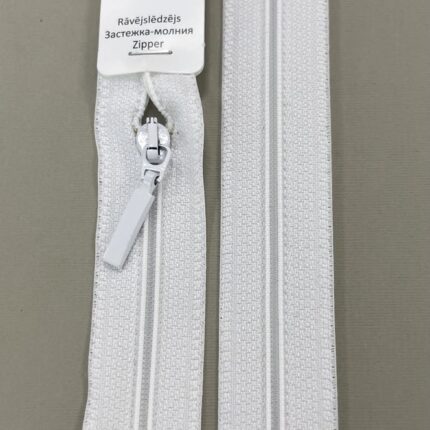 Spiralinis išsegamas užtrauktukas "Baltas", 65 cm — siuvimo užtrauktukai | Trys Pelėdos