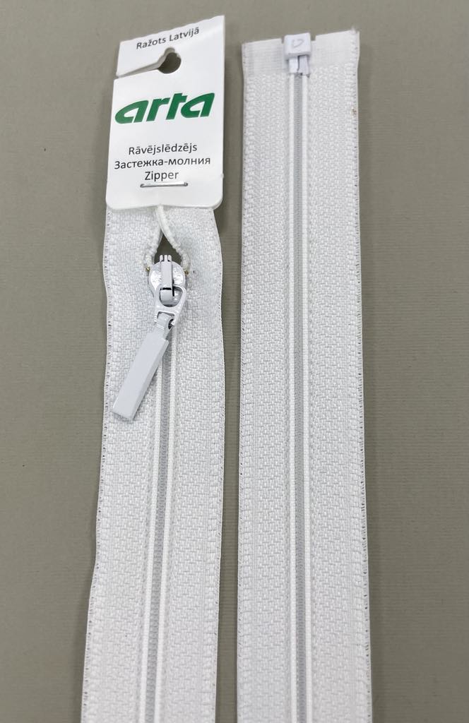 Spiralinis išsegamas užtrauktukas "Baltas", 65 cm Spiralinis išsegamas užtrauktukas "Baltas", 65 cm — siuvimo užtrauktukai | Trys Pelėdos