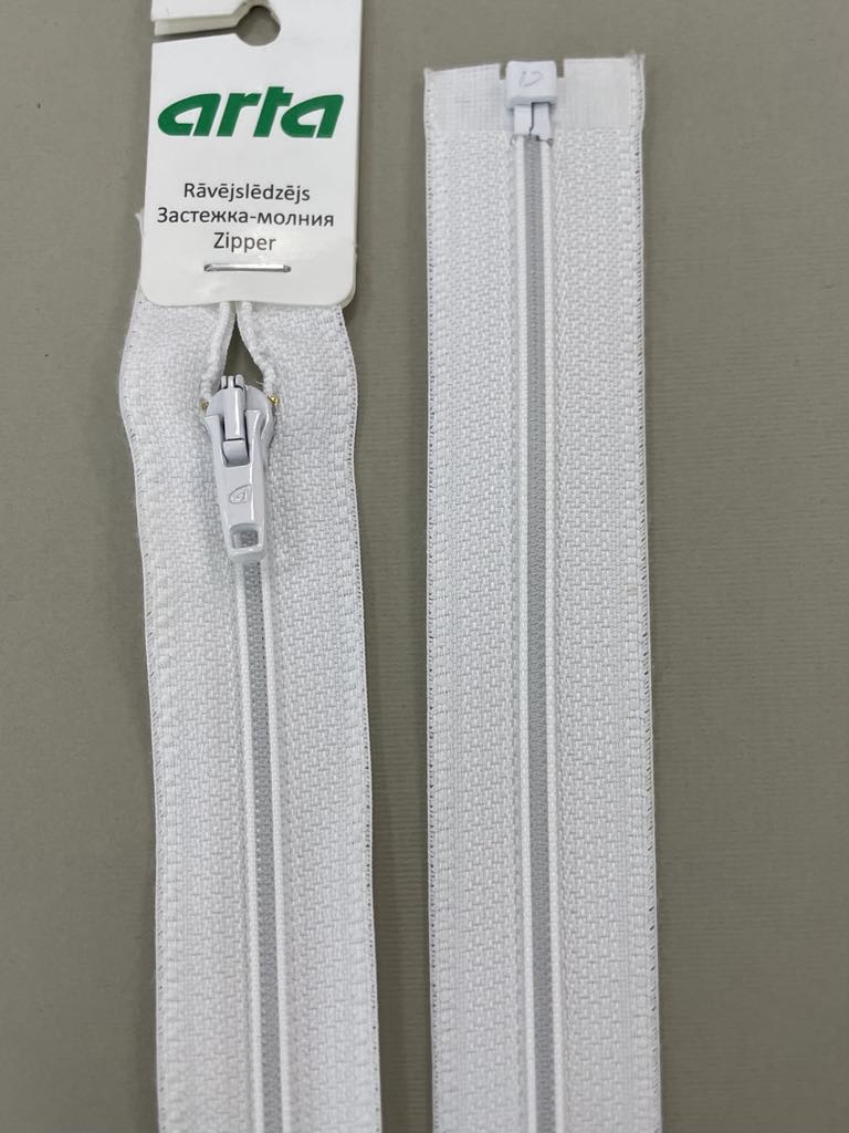 Spiralinis užtrauktukas "Baltas", 70 cm — siuvimo užtrauktukai | Trys Pelėdos