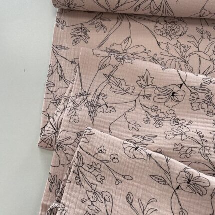 Medvilninis double gauze muslinas Gėlynas pelenų rožė